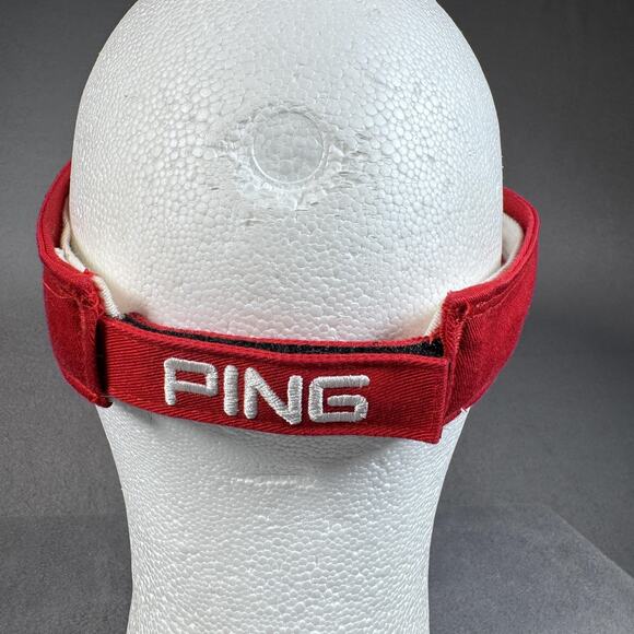 PING Hat Visor Strap Back Mens One Size Red Golf Sun Embroidered Pingman - Picture 7 of 11